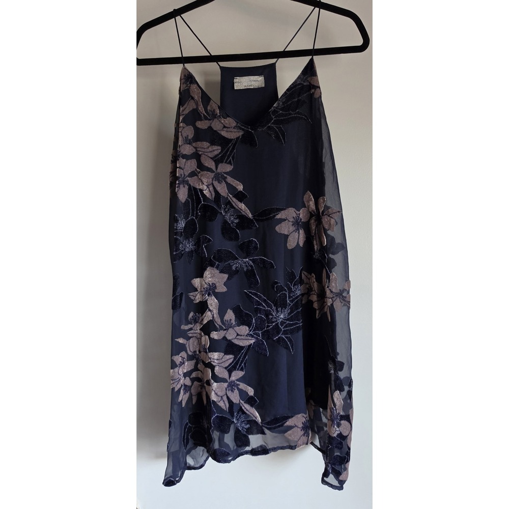 AUDREY3+1 Floral Mini Dress Sleeveless V-Neck Navy Dusty Rose Boho Velvet
